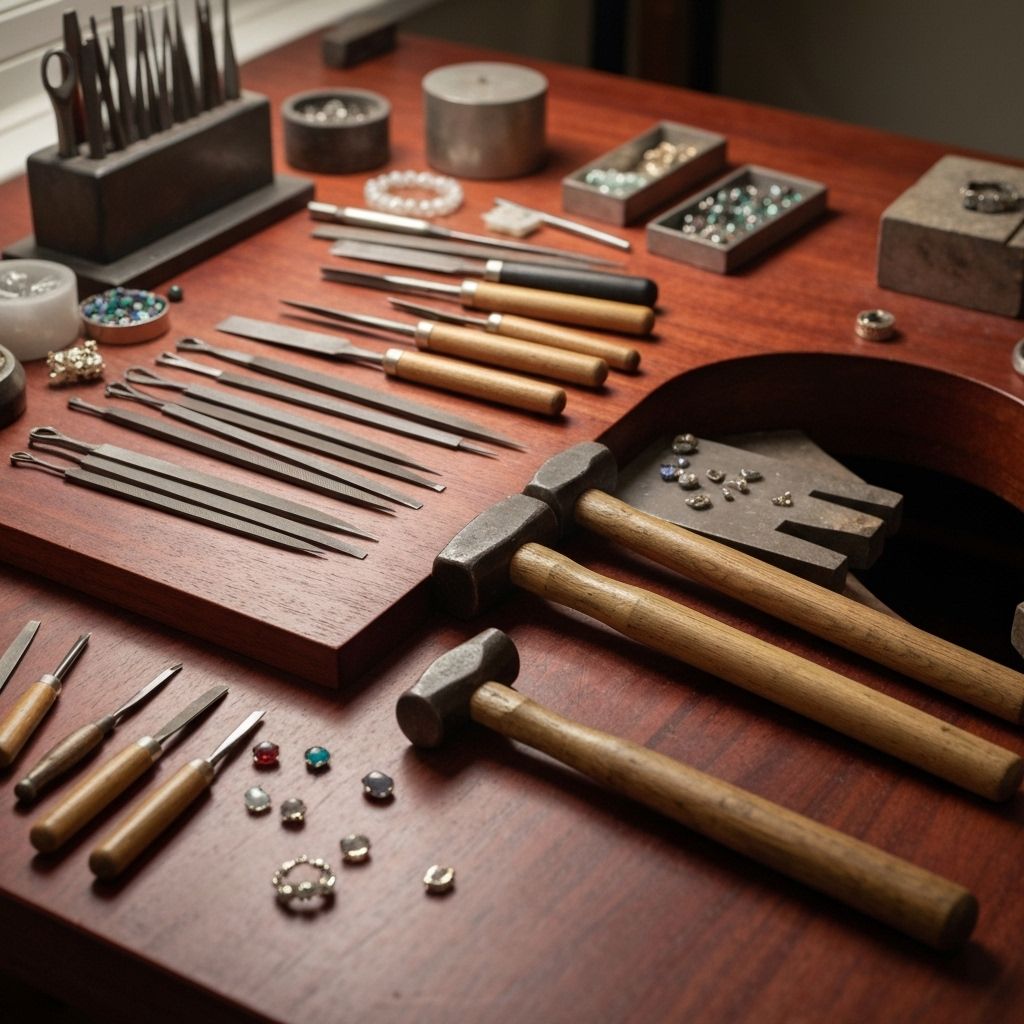 Artisan crafting jewellery at a workbench